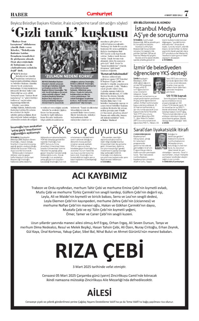 4 Mart Vefat İlanı