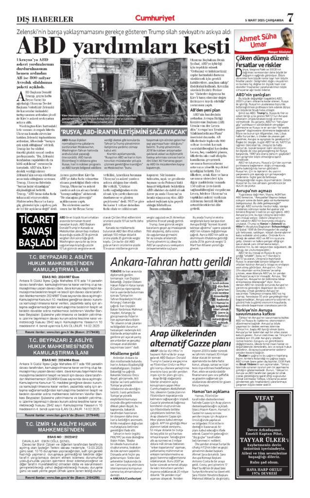 5 Mart Vefat İlanı